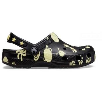 Crocs Classic Glow-in-the-Dark Space Clogs for Kids - Black - Size 25-26