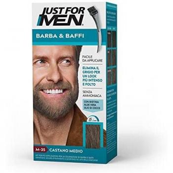 Tinte para Barba y Bigote Just For Men M35 - Castano Medio, 51g, Sin Ammoniaco, Elimina Canas