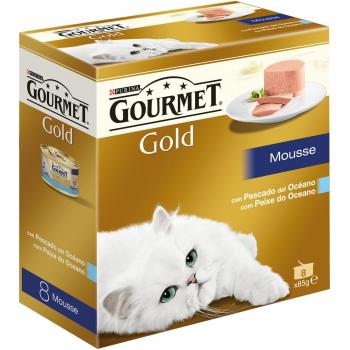 Purina Gourmet Gold - Mousse de Pescado del Océano para Gatos, Paquete Surtido 8 x 85 gr - Total: 680 gr