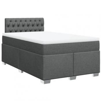 Cama box spring con colchón de muelles tela gris oscuro 120x200 cm