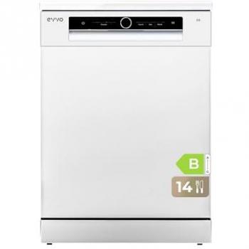 Lavavajillas de Libre Instalación EVVO D5 60cm, Capacidad para 14 Cubiertos, Clase B, 8 Programas, Apertura Automática, Color Blanco