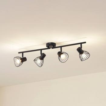 Lámpara de Techo Lindby Piena, Negra, 4 Luces, Metal, 70cm
