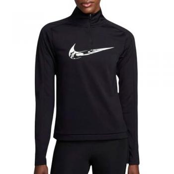 Nike Swoosh Capa intermedia de running Dri-FIT con cremallera de 1/4 para mujer, color negro, talla XS (EU 32-34)