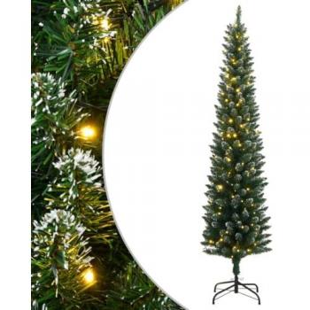 vidaXL Artificial Slim Christmas Tree with 150 LEDs, 150 cm height