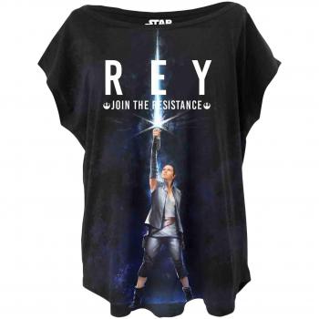 Star Wars Camiseta de las señoras Rey Holgado El último negro de algodón Jedi - M