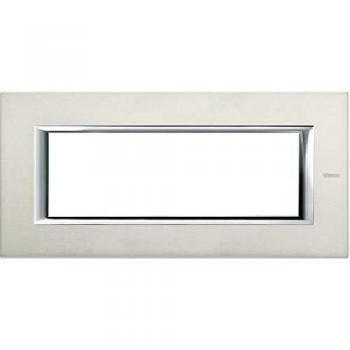 Placa Rectangular BTicino Axolute 6 Módulos Aluminio Cepillado HA4806XC