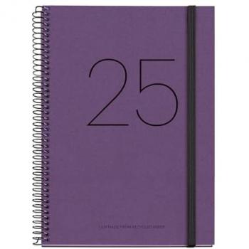Agenda Anual 2025 Miquelrius Púrpura Reciclada 155x213 mm Día Página Catalán e Inglés