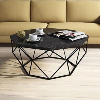 Mesa auxiliar WELLHOME 90x38x90 cm - 100% tablero de aglomerado rechapado en melamina, color negro
