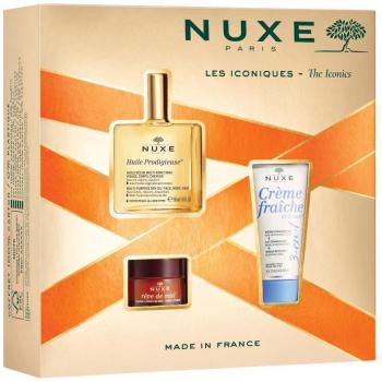 NUXE Cofre Los Icónicos con Huile Prodigieuse, Crema Hidratante y Bálsamo Labial