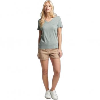 Pantalones Cortos Studios de Cupro para Mujer en Verde Kaki Superdry