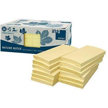 Notas Adhesivas Recicladas 125x75mm, 12 Bloques, Color Amarillo