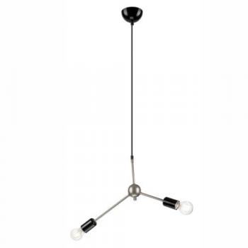 Lámpara de Suspensión Alessia, Metal Negro, 96x49x5 cm