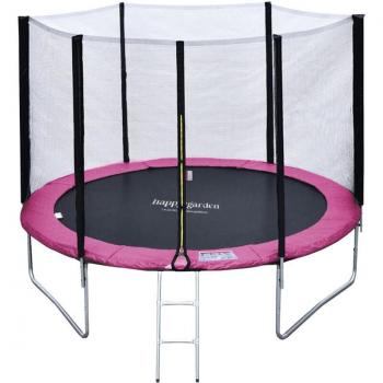 Pack Premium Cama Elástica 305cm Reversible Rosa / Gris Adelaïde + Red de Seguridad + Escalera + Funda + Kit de Anclaje