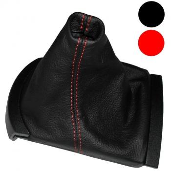 AERZETIX - Funda para palanca de cambios - 100% Piel Genuina - Color de Piel: Negro - Color de Costuras: Rojo