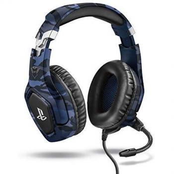 Trust Cascos Gaming PS4 y PS5 Auriculares de Gaming GXT 488 Forze-B, Licencia Oficial para Playstation, Micrófono Plegable, Altavoces Activos de 50 mm, Cable Trenzado de Nailon de 1.2 m, Azul