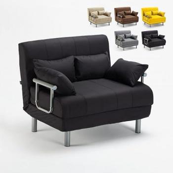 Sillón Sofá Cama Plegable Deborah Twin Dos Plazas con Reposabrazos - Color Negro
