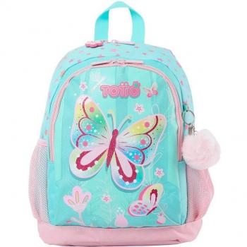 TOTTO - Mochila infantil mediana Dancing Rabbit con estampado de mariposas