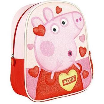 CERDÁ LIFE'S LITTLE MOMENTS, Mochila Infantil Peppa Pig 3D con Purpurina-Licencia Oficial Warner Bros Studios Unisex niños, Multicolor, 250X310X100MM