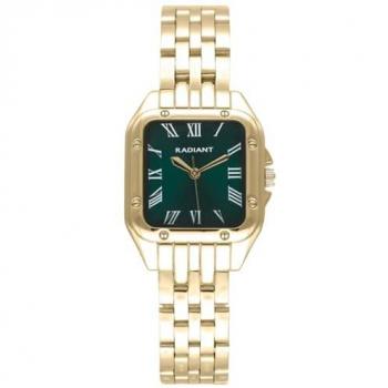 Reloj Radiant RA618205 - Reloj de Pulsera para Mujer, Colección Bahamas, Analógico, Esfera Negra y Dorada, Correa de Acero Dorado, Tamaño 28mm, Resistencia al Agua