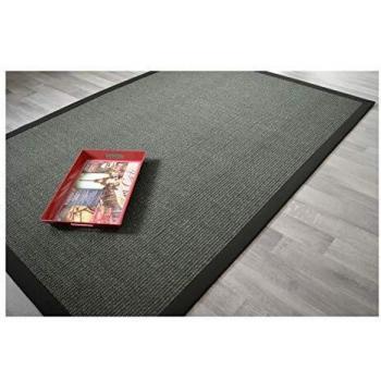 Alfombra de Sisal Quintana Antracita con Bucle de Algodón Negro - 160 x 230 cm