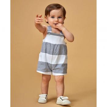 Mono rayas con bordado y lazo en la cintura para bebé niña