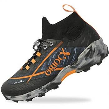 Oriocx Zapatillas de Trail Running Etna 21 Pro Unisex Apta para Canicross, Swimrun y Carreras de Obstáculos - Negro Naranja Talla 44