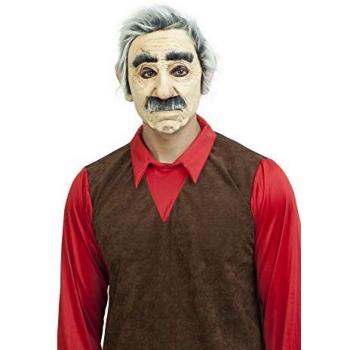 Mascarilla de Látex Anciano Gruñón con Pelo Gris para Halloween