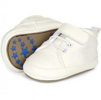 Zapatos de bebé para niña Sterntaler blancos con cierre de velcro, suela antideslizante y diseños bordados - Talla 18