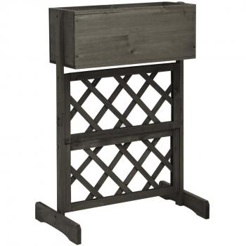 Gray Solid Firwood Garden Trellis Planter 45x30x74 cm