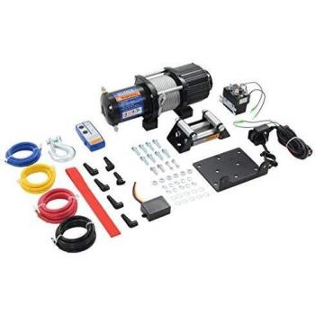 vidaXL Cabrestante Eléctrico 12 V Coche Barco Remolque Mando Distancia Guía Cables 4 Vías Gancho Correa Cuerda Sintética Placa Montaje Acero 2040 kg