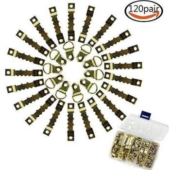 Goodlucky365 120Piezas Kit de Herramientas Para Colgar Cuadros Dientes de Sierra Y D Anillo Con Tornillos Colgadores Para Cuadros Fotos