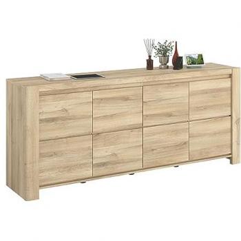Aparador Comedor Moderno City Color Roble Kronberg 197x82x43 cm con 2 Puertas y 6 Espacios Internos