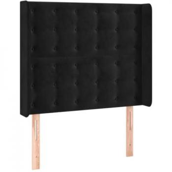 Cabecero de Cama con LED en Terciopelo Negro 93x16x118/128 cm
