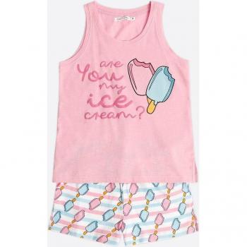 Pijama Sin Mangas Ice Cream rosa para niñas