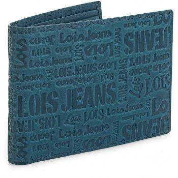Lois - 11701 Cartera Monedero Billetero Tarjetero Hombre de Piel Genuina. con Portamonedas, 2 Compartimentos para Billetes y 6 para Tarjetas y documentación, Color Azul