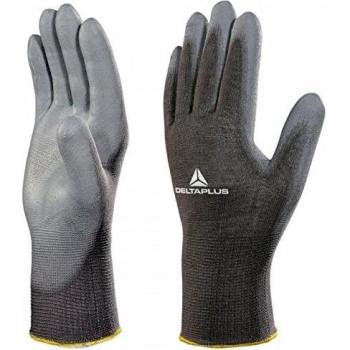 Delta plus - Guante punto poliester palma poliuretano gris talla 8