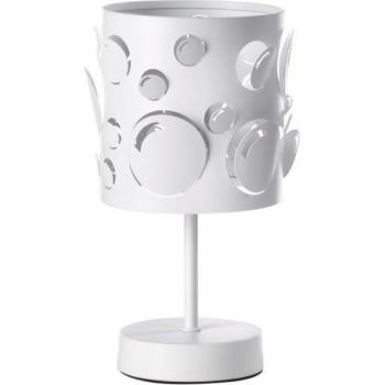Lámpara de mesa RICKY Metal Blanco con pantalla redonda, blanca