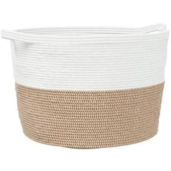 Cesta para Ropa Sucia Algodón Beige, Gris y Blanco Ø60x36 cm