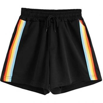 SHOBDW Moda para Mujer de Cintura elástica Mediados de Cintura Suelta Pantalones Cortos con cordón Cintura Ringer Pantalones Casuales Pantalones Cortos