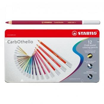 Lápiz de color premium STABILO CarbOthello 12 colores metal estuche tiza-pastel