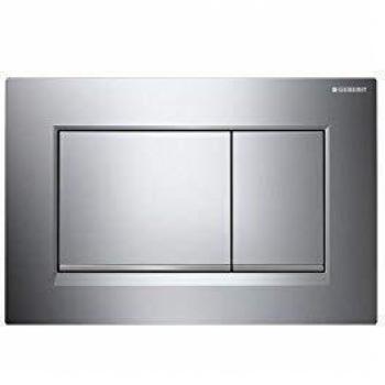 Placa de comando Geberit Sigma 30, Satinado, 2 Pulsantes, Cromado Brillante, 24.6 x 16.4 x 1.2 cm