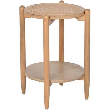 Mesa auxiliar de paulownia y ratán con diseño natural y elegante (41 x 41 x 55,5 cm)