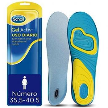 Scholl Plantillas Gel Activ Uso Diario para mujer, para el dia a dia, mayor comodidad y absorción del olor y sudor, talla 35.5 - 40.5, 1 par