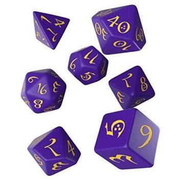 Q Workshop Classic Purple & Yellow RPG Ornamented Dice Set 7 polyhedral Pieces
