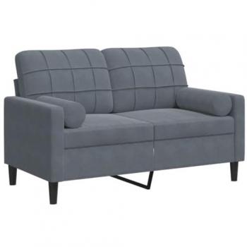 Sofá de 2 plazas con cojines de terciopelo gris oscuro 120 cm