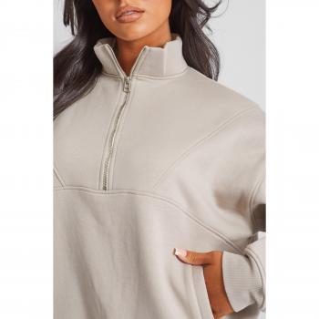 Half Zip Oversized Sweatshirt Stone