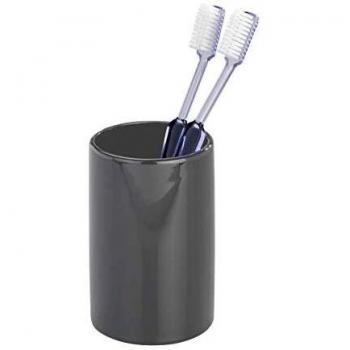 Wenko Polaris Vaso para Cepillos de Dientes, Cerámica, Gris, 7x7x11 cm