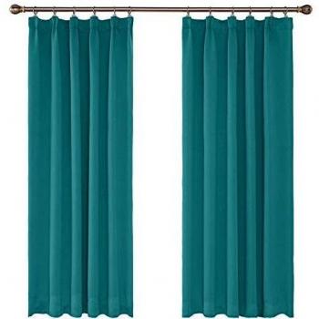 Amazon Brand - Umi Cortinas Dormitorio Moderno Tela Suave Gruesa para Ventanas de Habitación Juvenil Fruncido 2 Piezas 117x138cm Turquesa