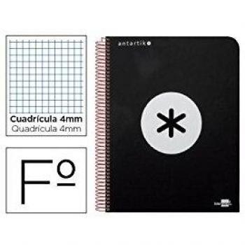 Liderpapel Antartik - Cuaderno espiral folio tapa dura cuadro 4 mm, color negro