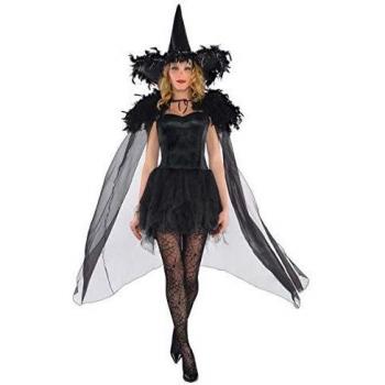 Christys London Capa de bruja negra con plumas